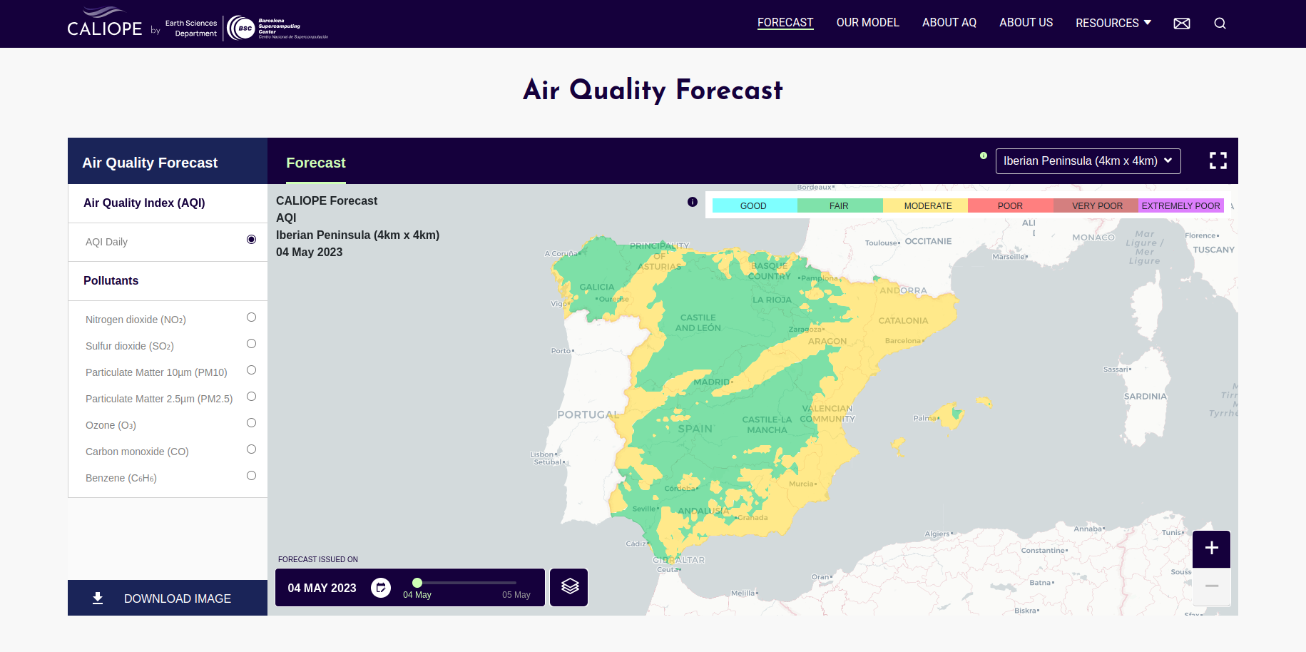 CALIOPE dashboard